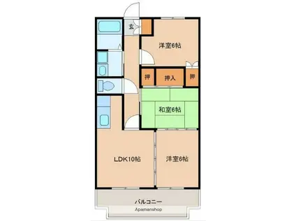 ピロティパレ(3LDK/3階)の間取り写真