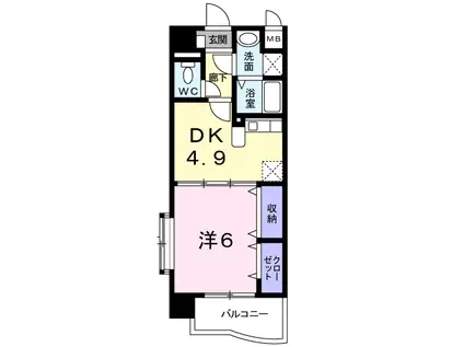 レルベ保田窪(1DK/1階)の間取り写真