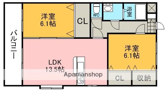 オリエンス八反田(2LDK/5階)の間取り写真