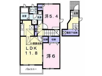 エクセレント・ヴィラA(2LDK/2階)の間取り写真