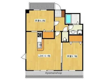 クロノス30新町Ⅱ(2LDK/4階)の間取り写真