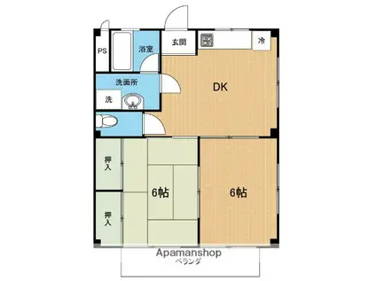 アメニティ出水Ⅱ(2DK/2階)の間取り写真