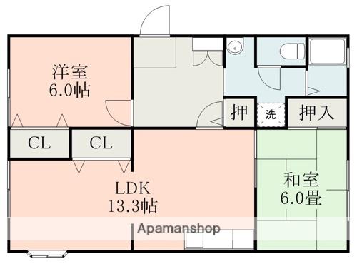 アンプルールB棟(2LDK/2階)の間取り写真
