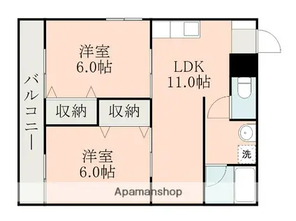 プレアール京町(2LDK/2階)の間取り写真
