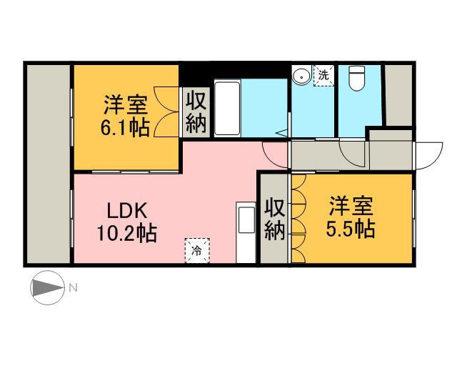 コンフォールヴィレッジ(2LDK/1階)の間取り写真