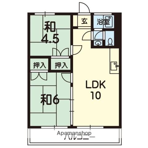 コーポ鶴Ⅱ(2LDK/2階)の間取り写真
