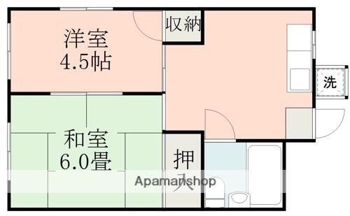 金田アパート(2K/2階)の間取り写真