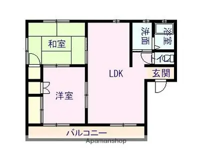 コーポひまわり(2LDK/1階)の間取り写真