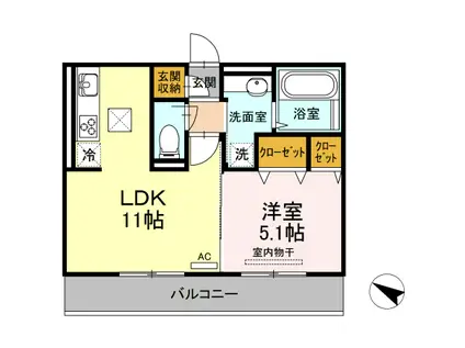 ボナール ゆう(1LDK/1階)の間取り写真