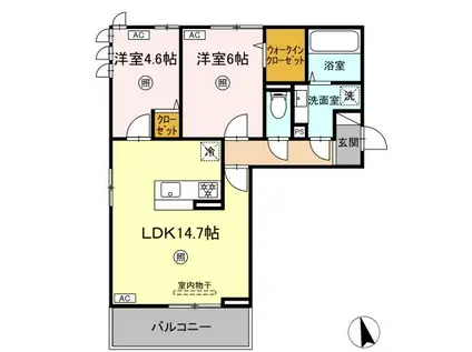 クルール東野(2LDK/2階)の間取り写真