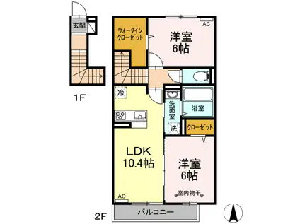 グランセジュール飛田(2LDK/2階)の間取り写真