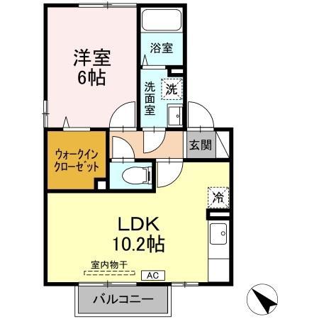 レジデンス95E棟(1LDK/2階)の間取り写真