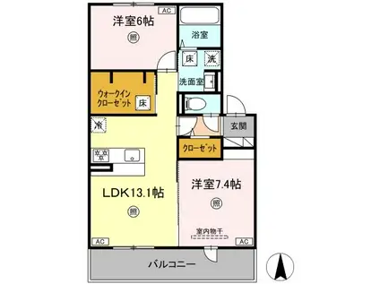 ハイムセラ出水(2LDK/1階)の間取り写真