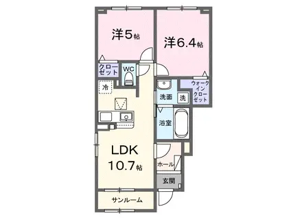 ルシール(2LDK/1階)の間取り写真