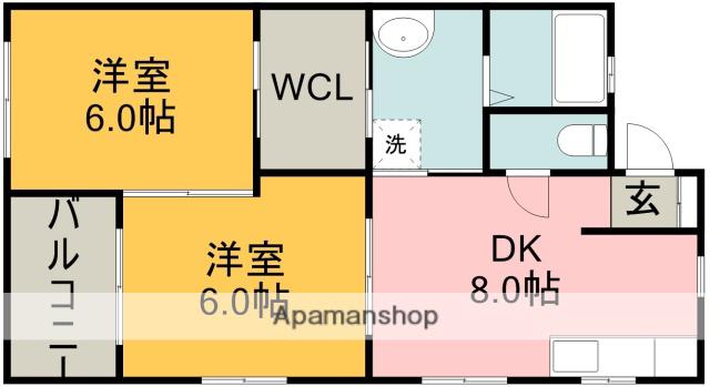 ミックメゾンⅡ(2DK/2階)の間取り写真