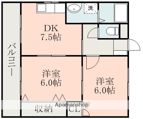 サンプレイス合志(2DK/3階)の間取り写真