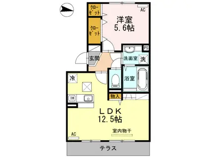 フェリジエ(1LDK/3階)の間取り写真