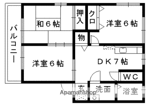 シティハイムグリーン(3DK/1階)の間取り写真