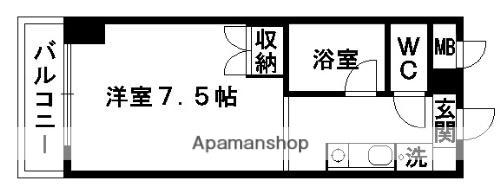 リベルテ水前寺北(ワンルーム/8階)の間取り写真