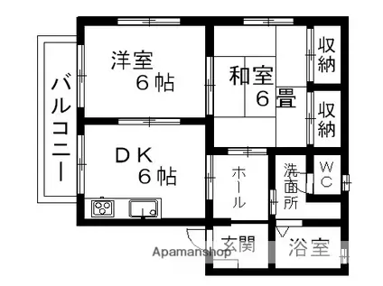 シャトー坂口(2DK/2階)の間取り写真