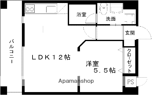 レジディア熊本辛島(1LDK/13階)の間取り写真