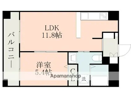 レジディア熊本辛島(1LDK/6階)の間取り写真