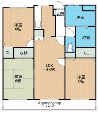アーサー島崎リベックス(3LDK/6階)の間取り写真