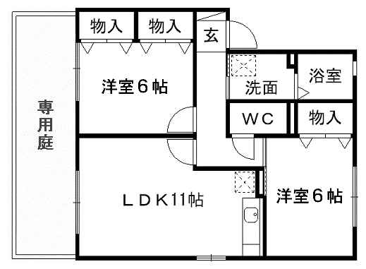 メゾンハイツ(2LDK/1階)の間取り写真