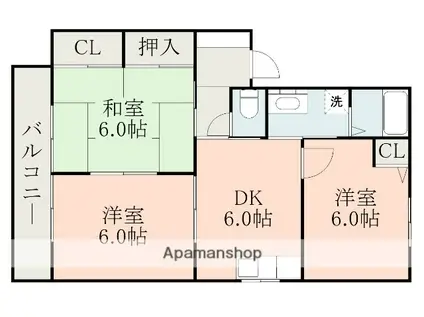 エマーユ城南E(3DK/2階)の間取り写真