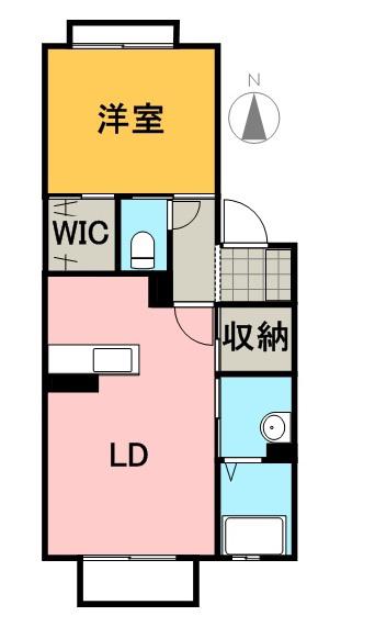 ヒルビレッジB(1LDK/2階)の間取り写真