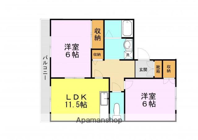 ヴァンベール江越B(2DK/2階)の間取り写真