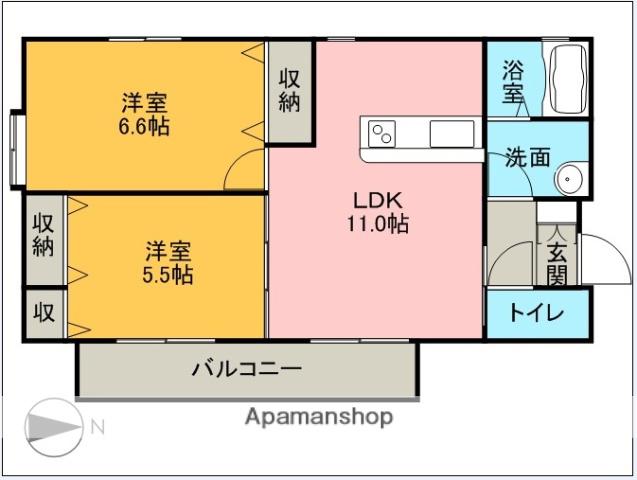 ケインズハウスⅢ(2LDK/2階)の間取り写真