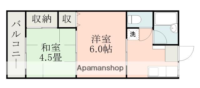 KAWプチハイツ(2K/1階)の間取り写真