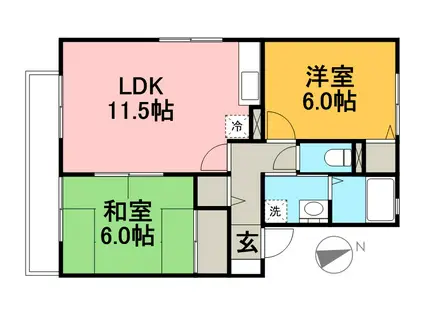 ベルデュール(2LDK/2階)の間取り写真
