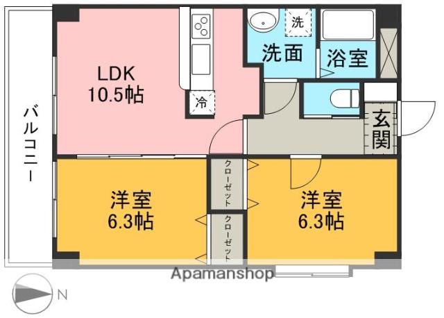 PREMIUM大津中央(2LDK/5階)の間取り写真