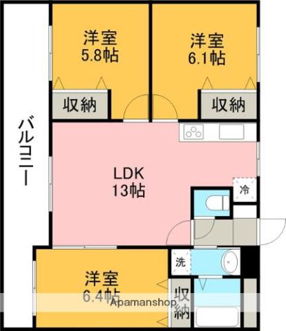 デュアラス・コア(3LDK/3階)の間取り写真