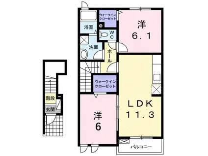 アウローラⅡ(2LDK/2階)の間取り写真