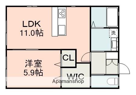 RUK IA 龍田(1LDK/1階)の間取り写真