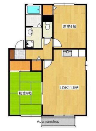 クロノス27飛田A(2LDK/1階)の間取り写真