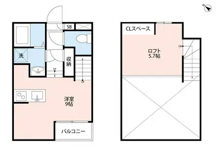 グランツ琴平(ワンルーム/2階)の間取り写真