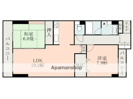 ゆとりす長嶺1棟(2LDK/1階)の間取り写真