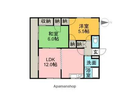 ドミール平田(2LDK/1階)の間取り写真