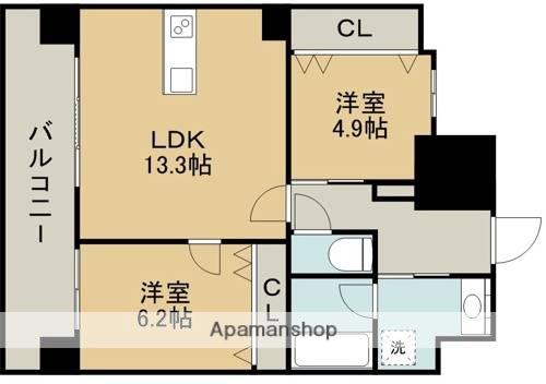 フォーエス熊本駅前Ⅱ(2LDK/9階)の間取り写真