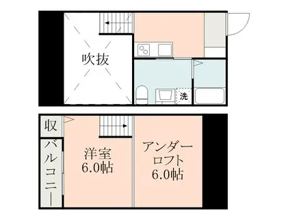 クレアシオン(ワンルーム/2階)の間取り写真