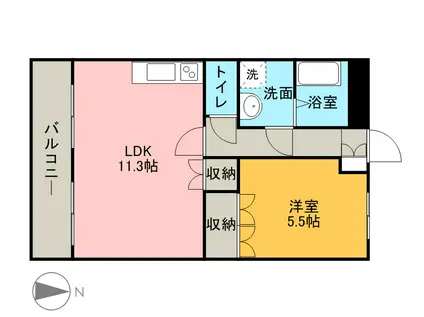 ハイツルーエン(1LDK/1階)の間取り写真