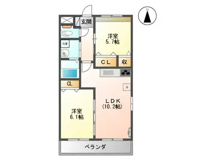 ウィズ ユー(2LDK/2階)の間取り写真