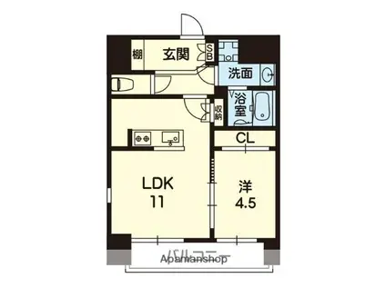 ライズ熊本駅ノース(1LDK/9階)の間取り写真