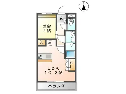 ローズガーデン(1LDK/2階)の間取り写真