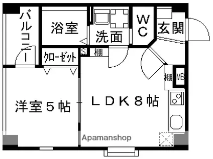 VENUS COURT(1LDK/2階)の間取り写真
