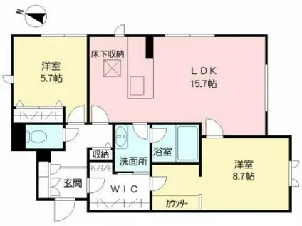 BEREO大江(2LDK/1階)の間取り写真